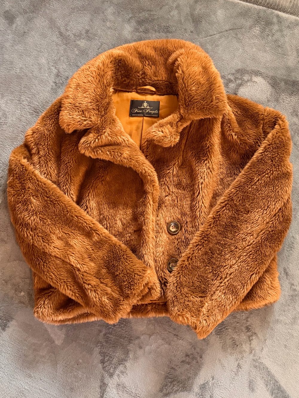 Free People Faux-Fur Coat in Chestnut Brown
